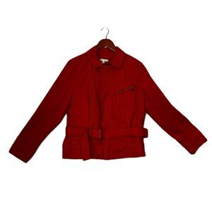 CAbi Jacket Women XL Red 401 First Mate Nautical Utility Belt Collar Ziper Girly